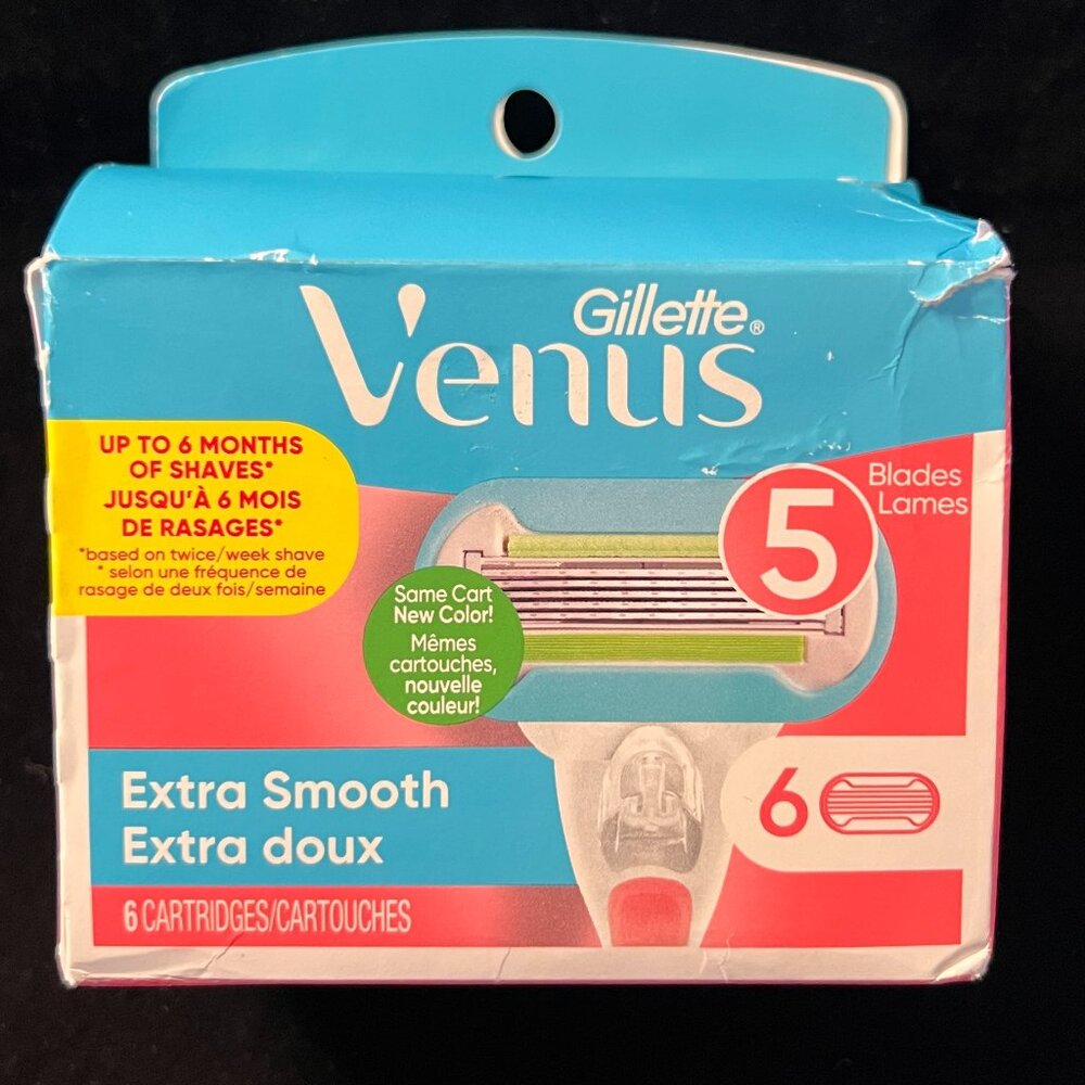 Gillette Venus Cartridges 6 Pack 5 Blades  Extra Smooth NIB